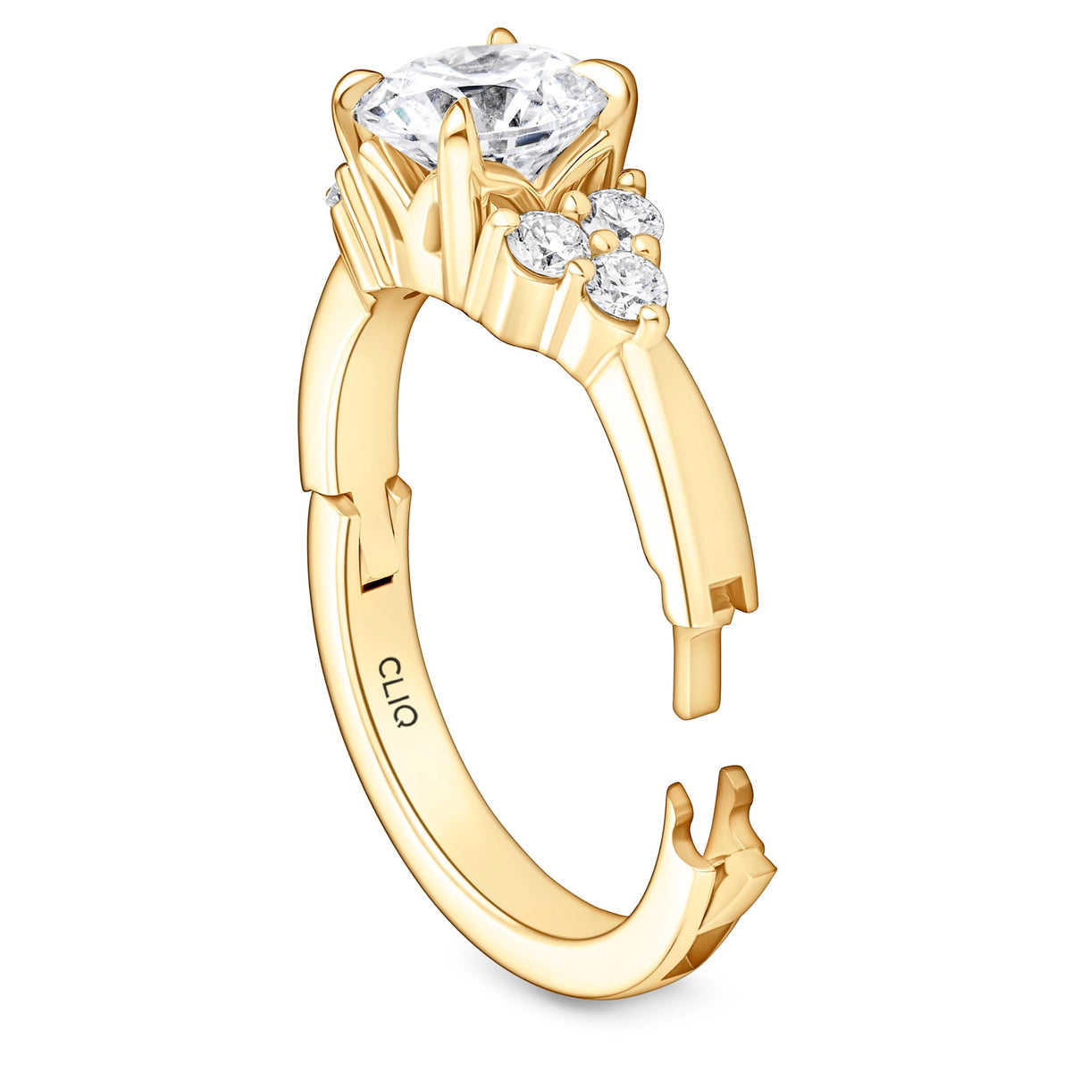Lombard Diamond Engagement Ring with Side Stones