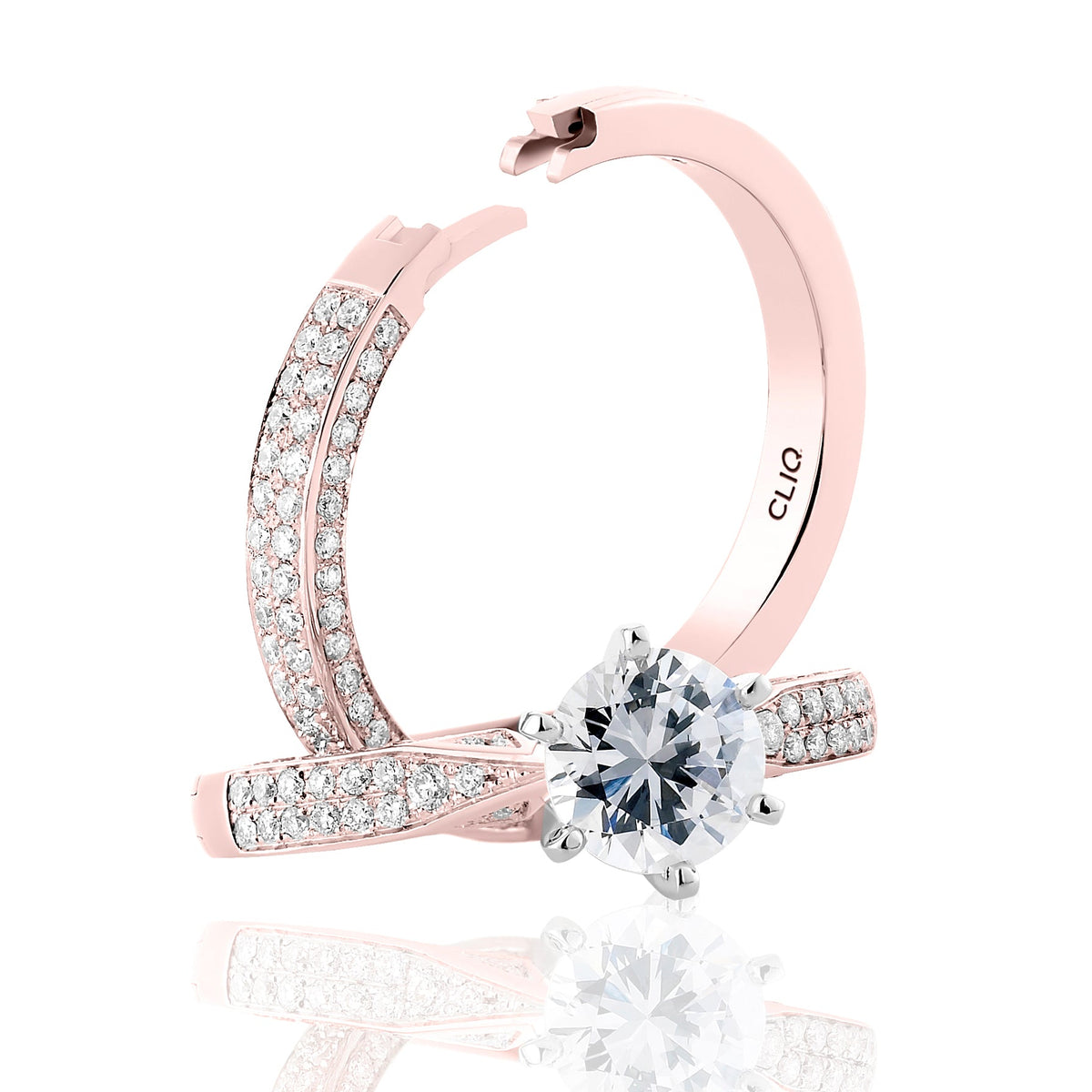 Lumiere Solitaire Engagement Ring with Pave Band