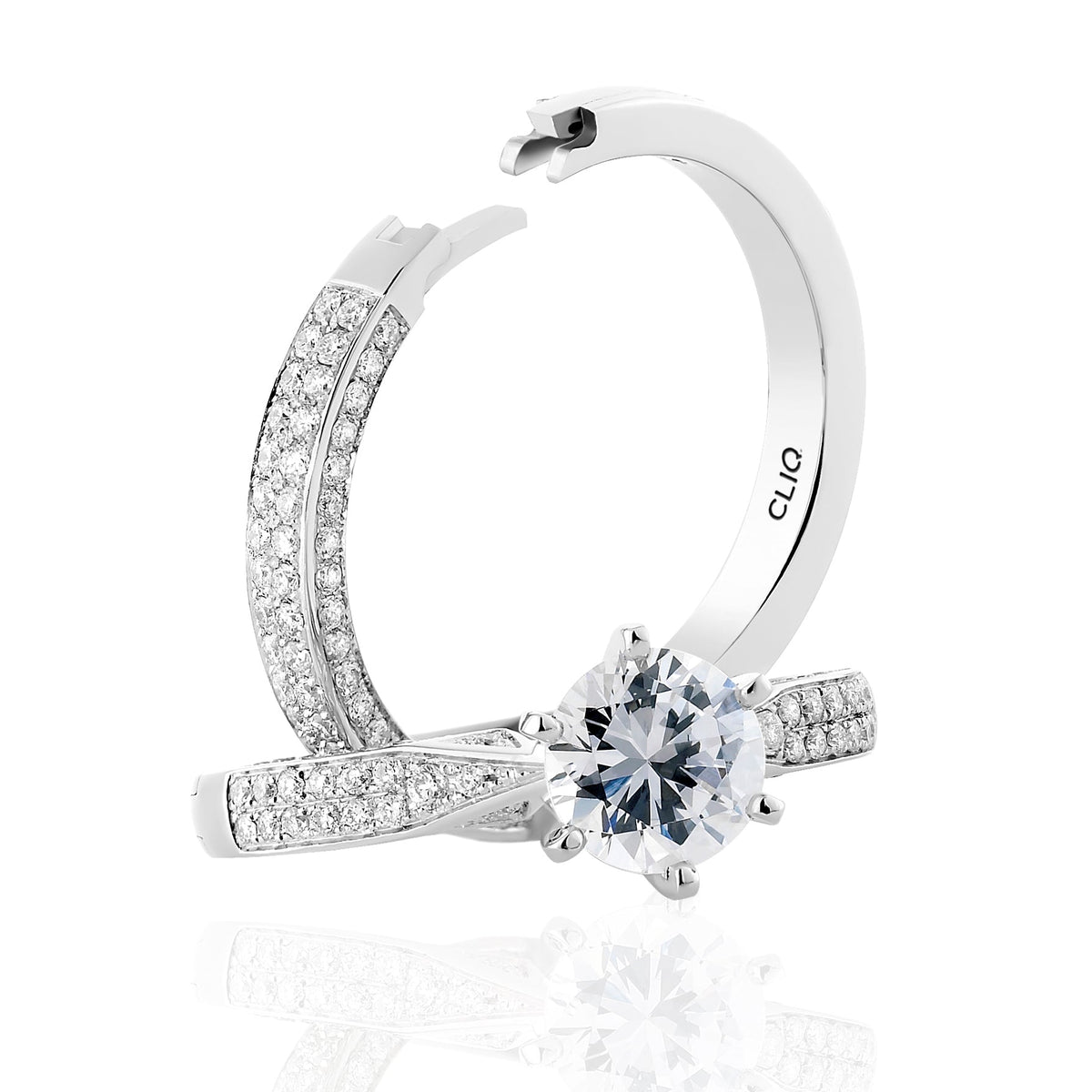 Lumiere Solitaire Engagement Ring with Pave Band