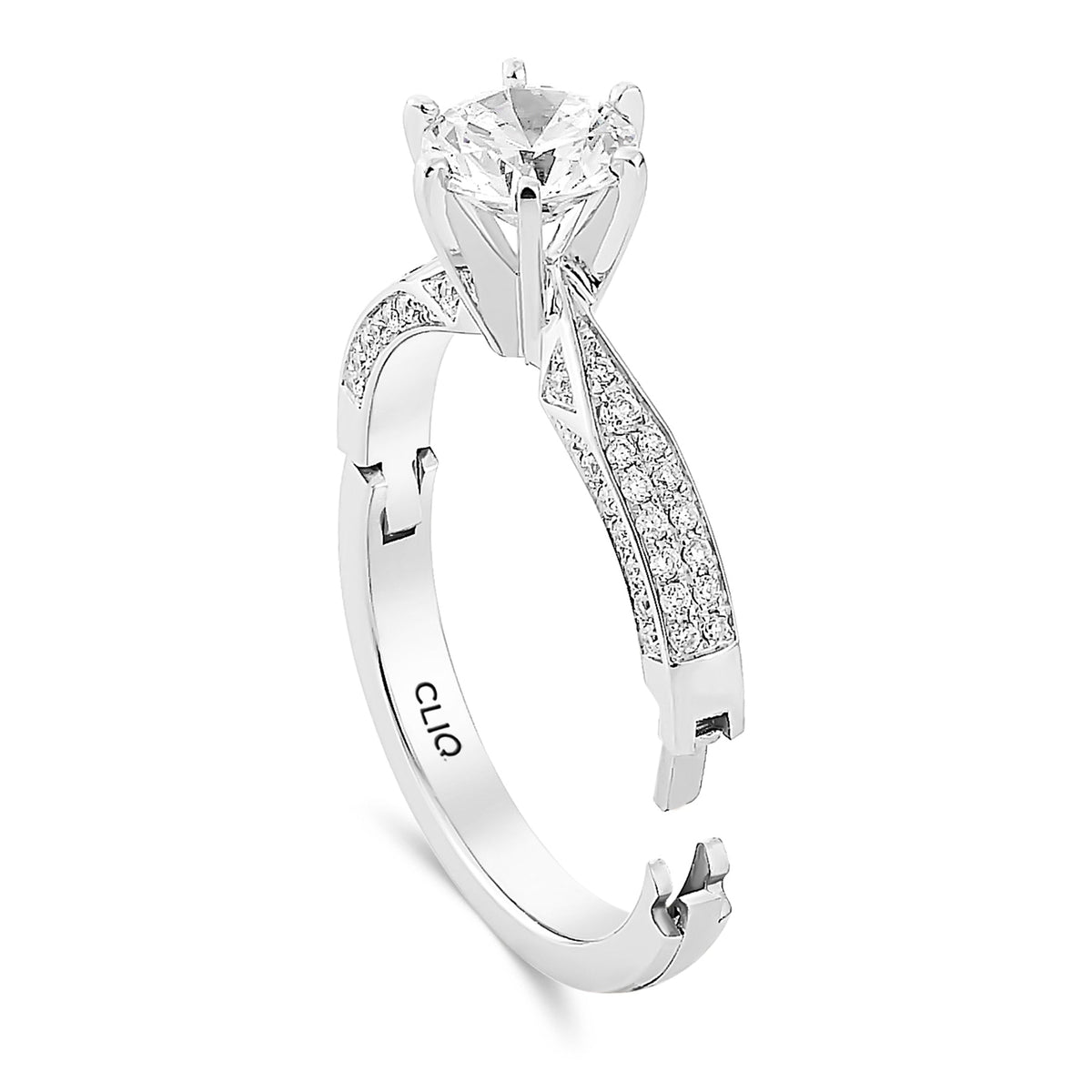 Lumiere Solitaire Engagement Ring with Pave Band