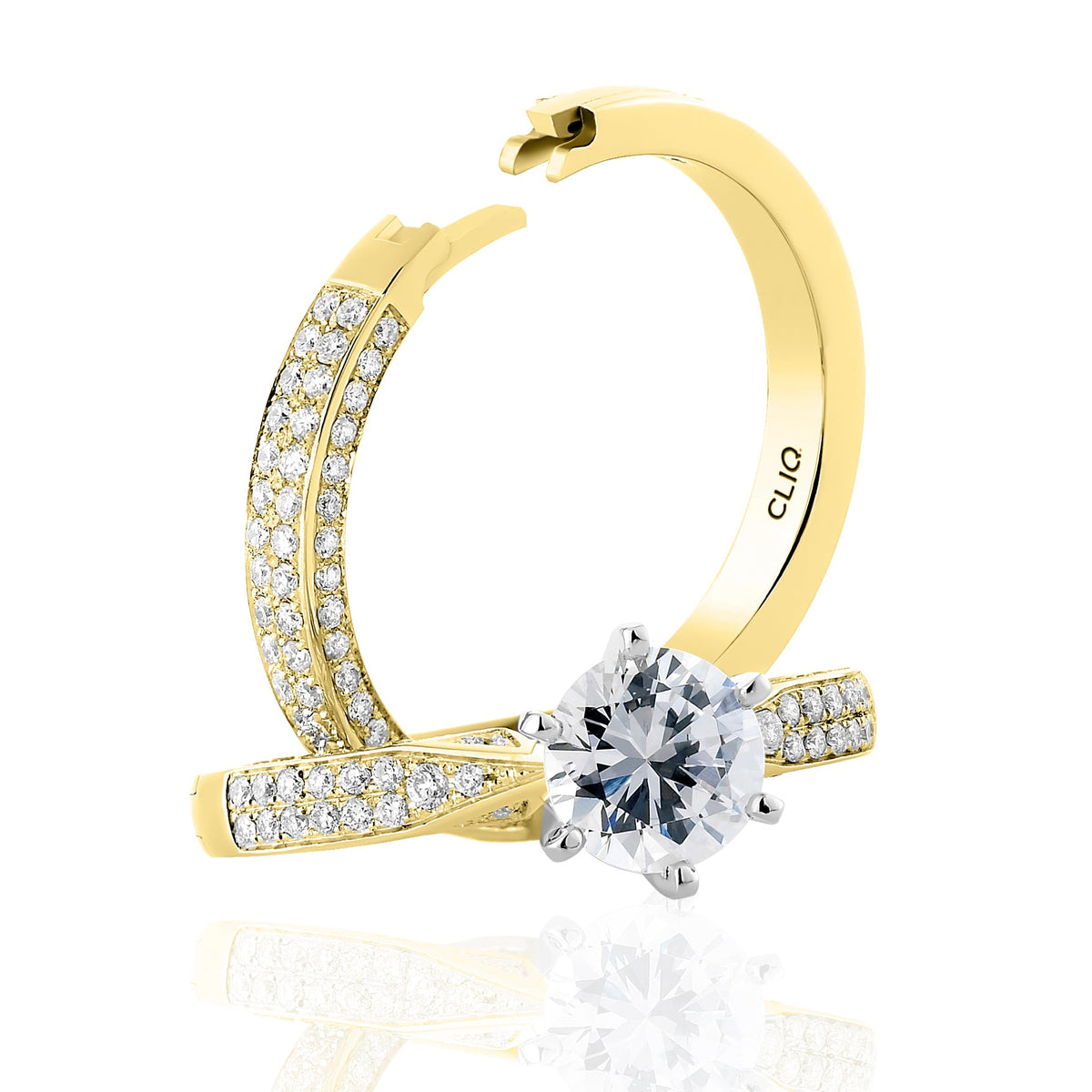 Lumiere Solitaire Engagement Ring with Pave Band