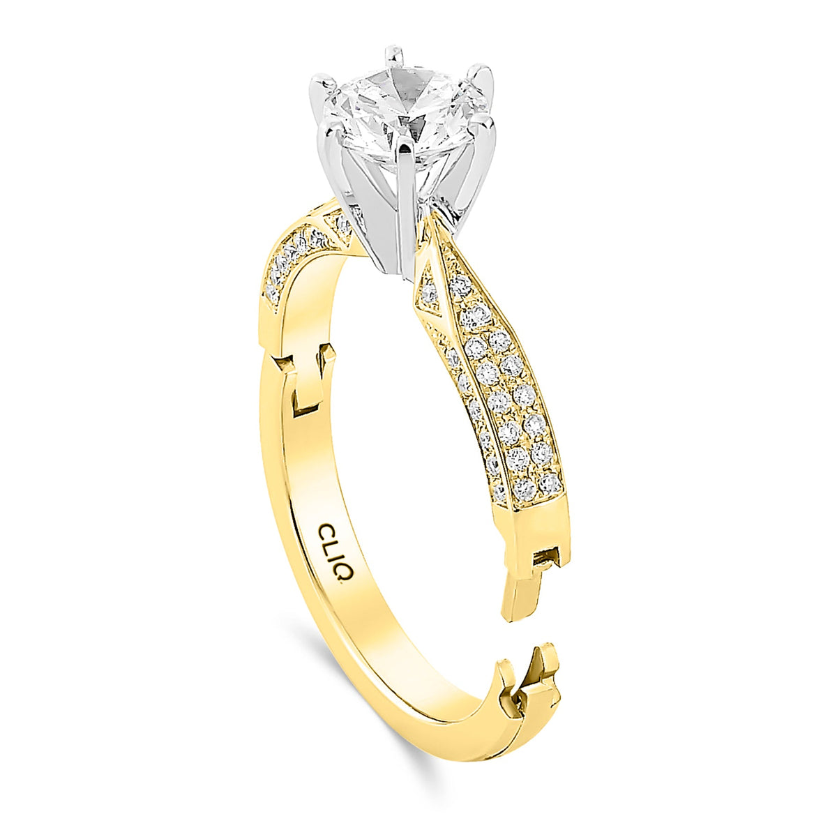 Lumiere Solitaire Engagement Ring with Pave Band