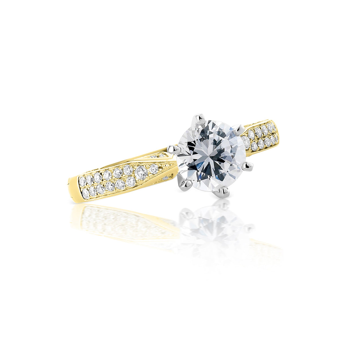 Lumiere Solitaire Engagement Ring with Pave Band