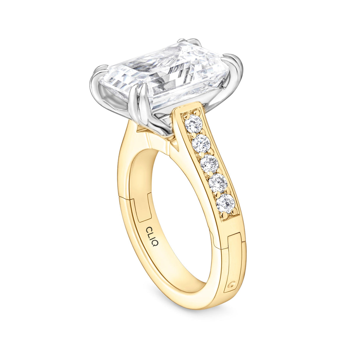 Prive Emerald Cut Solitaire Engagement Ring with Side Stones