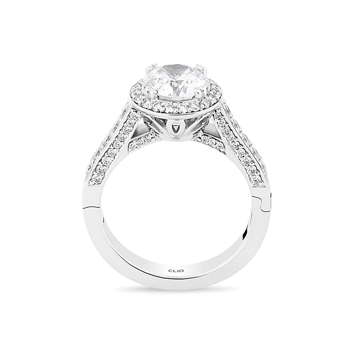 Lisa Pave Engagement Ring with Side Stones