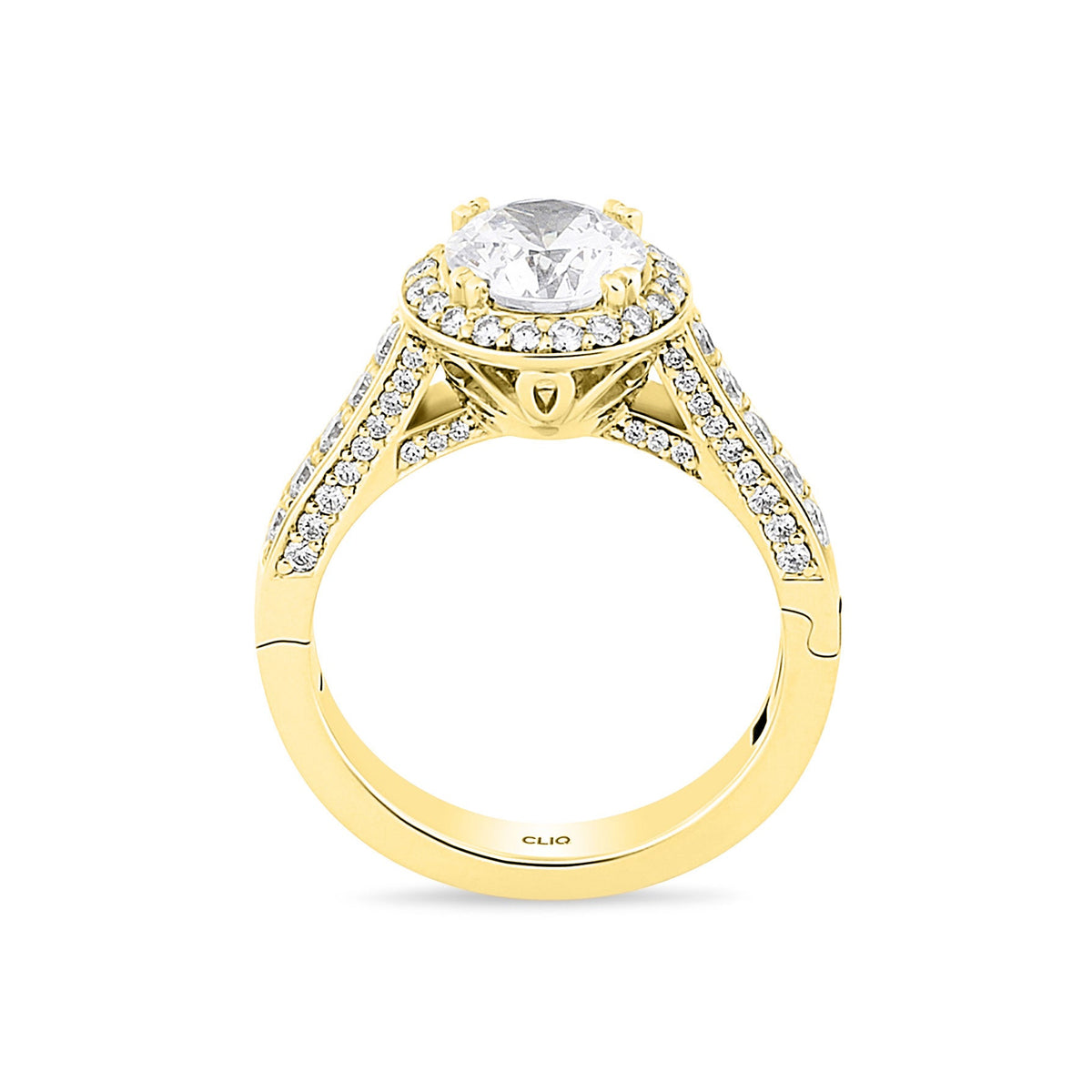 Lisa Pave Engagement Ring with Side Stones