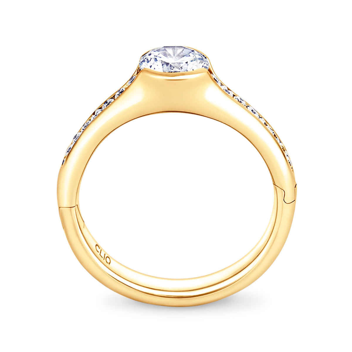 Chamonix Half Bezel Engagement Ring with Side Stones