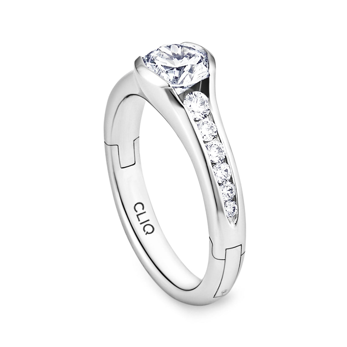 Chamonix Half Bezel Engagement Ring with Graduating Side Stones