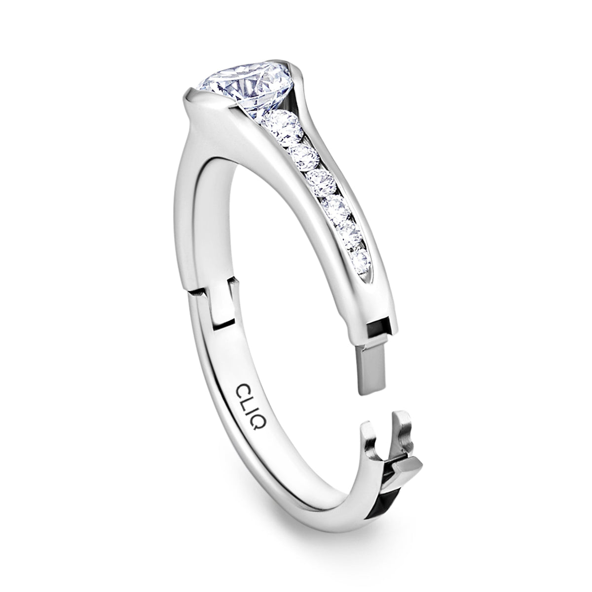Chamonix Half Bezel Engagement Ring with Graduating Side Stones