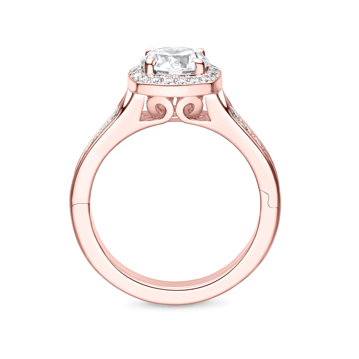 Abington Halo Engagement Ring with Side Stones