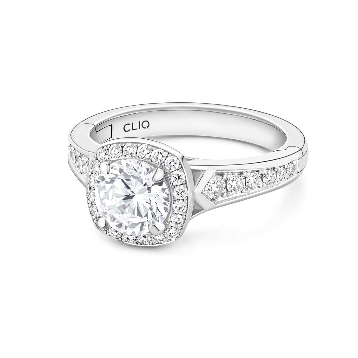 Abington Halo Engagement Ring with Side Stones
