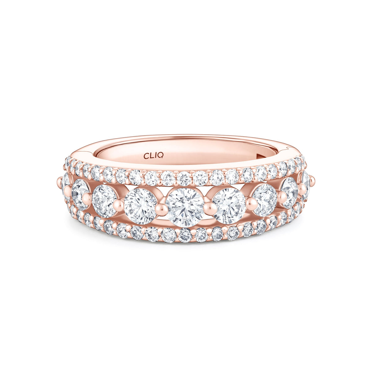 Addilyn Tapered Three Row Diamond Band