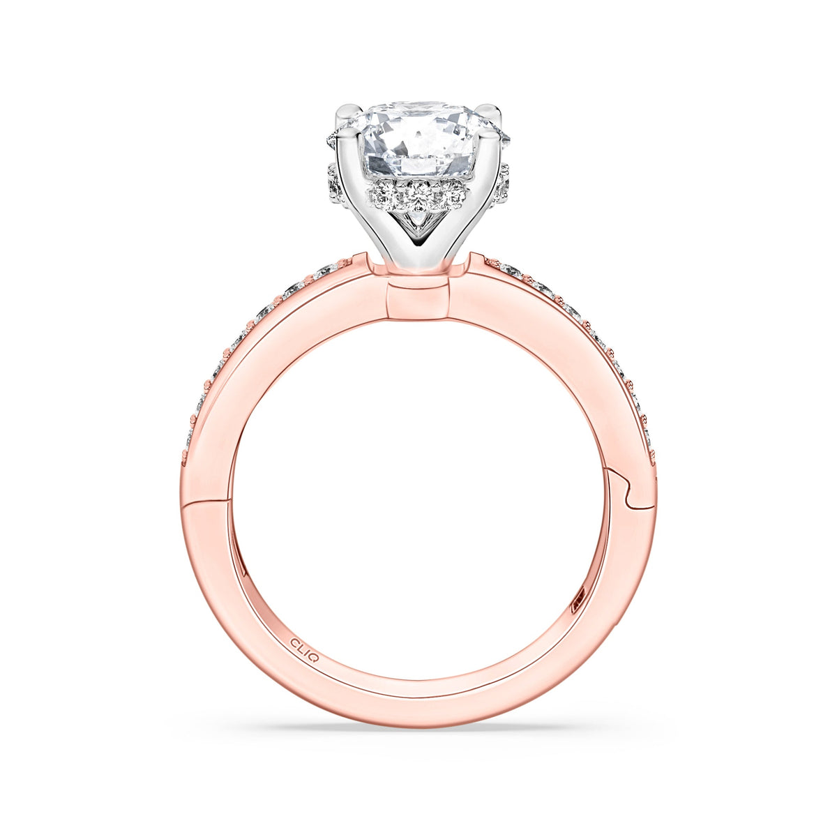 Julian Hidden Halo Engagement Ring with Side Stones