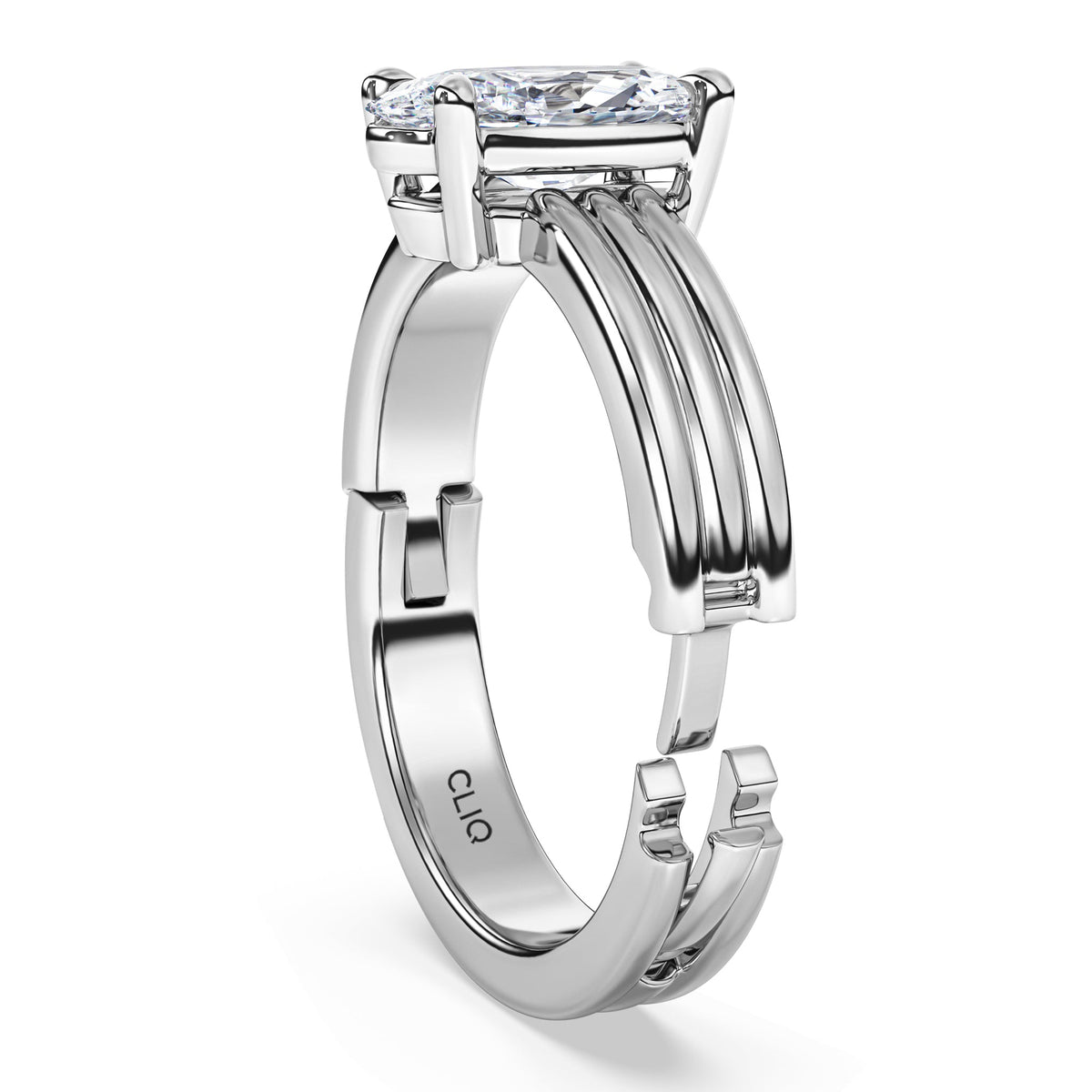 Kenzie Engraved Line Solitaire Engagement Ring, 4mm