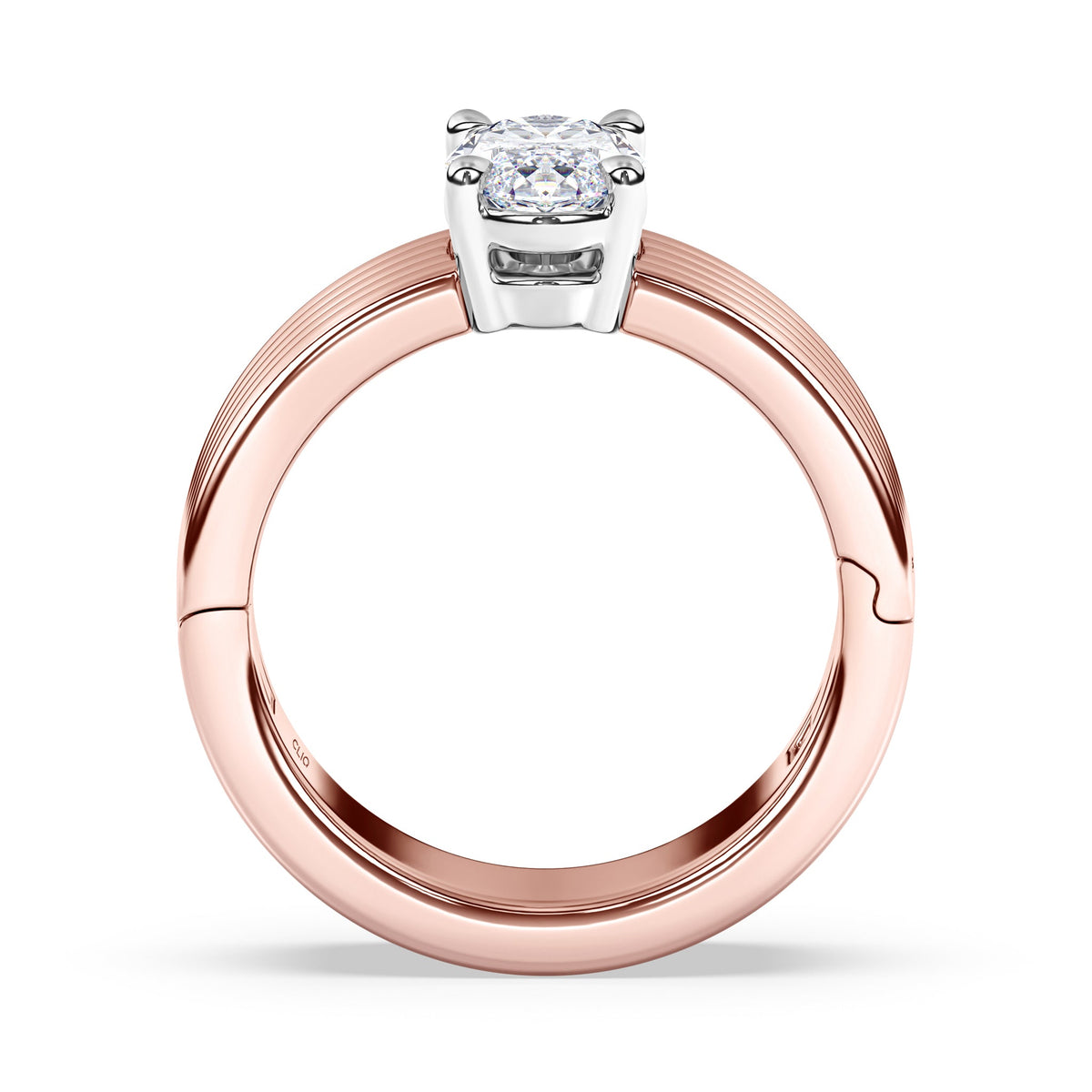 Kenzie Engraved Line Solitaire Engagement Ring, 6.5mm