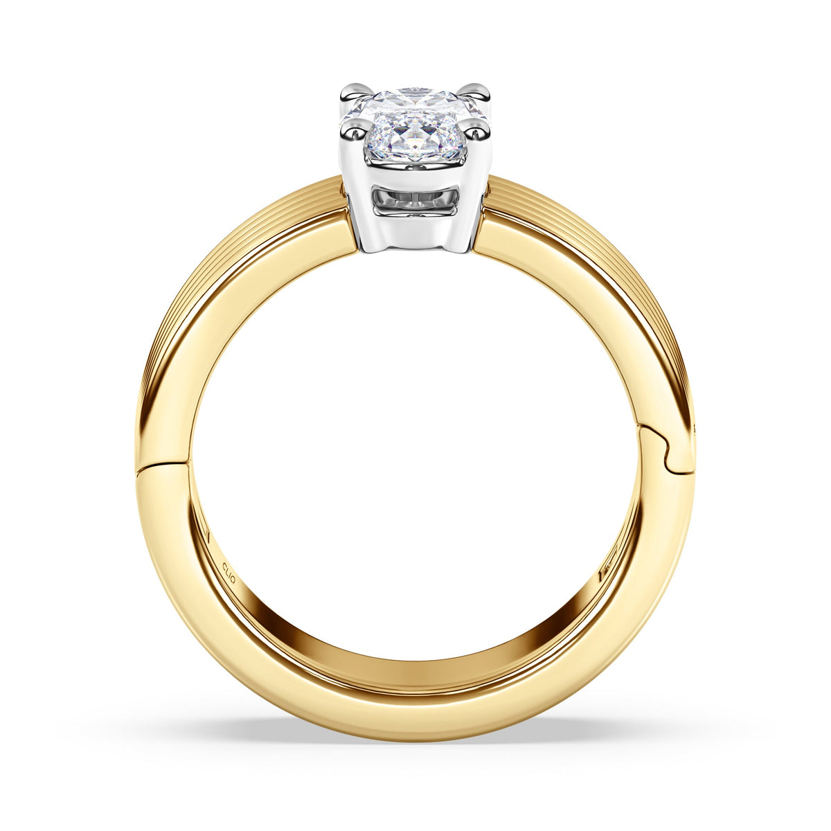 Kenzie Engraved Line Solitaire Engagement Ring, 6.5mm