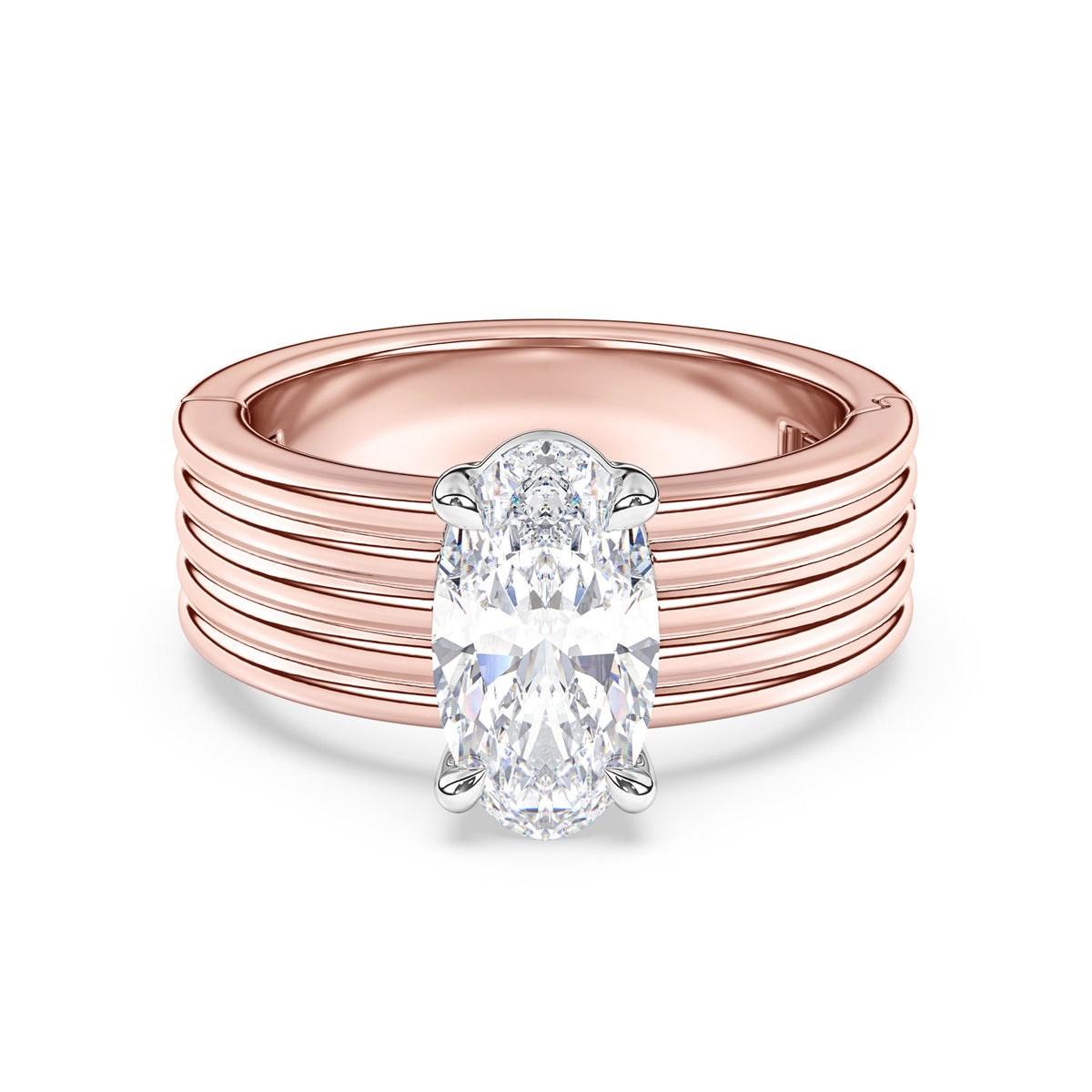 Kenzie Engraved Line Solitaire Engagement Ring, 6.5mm