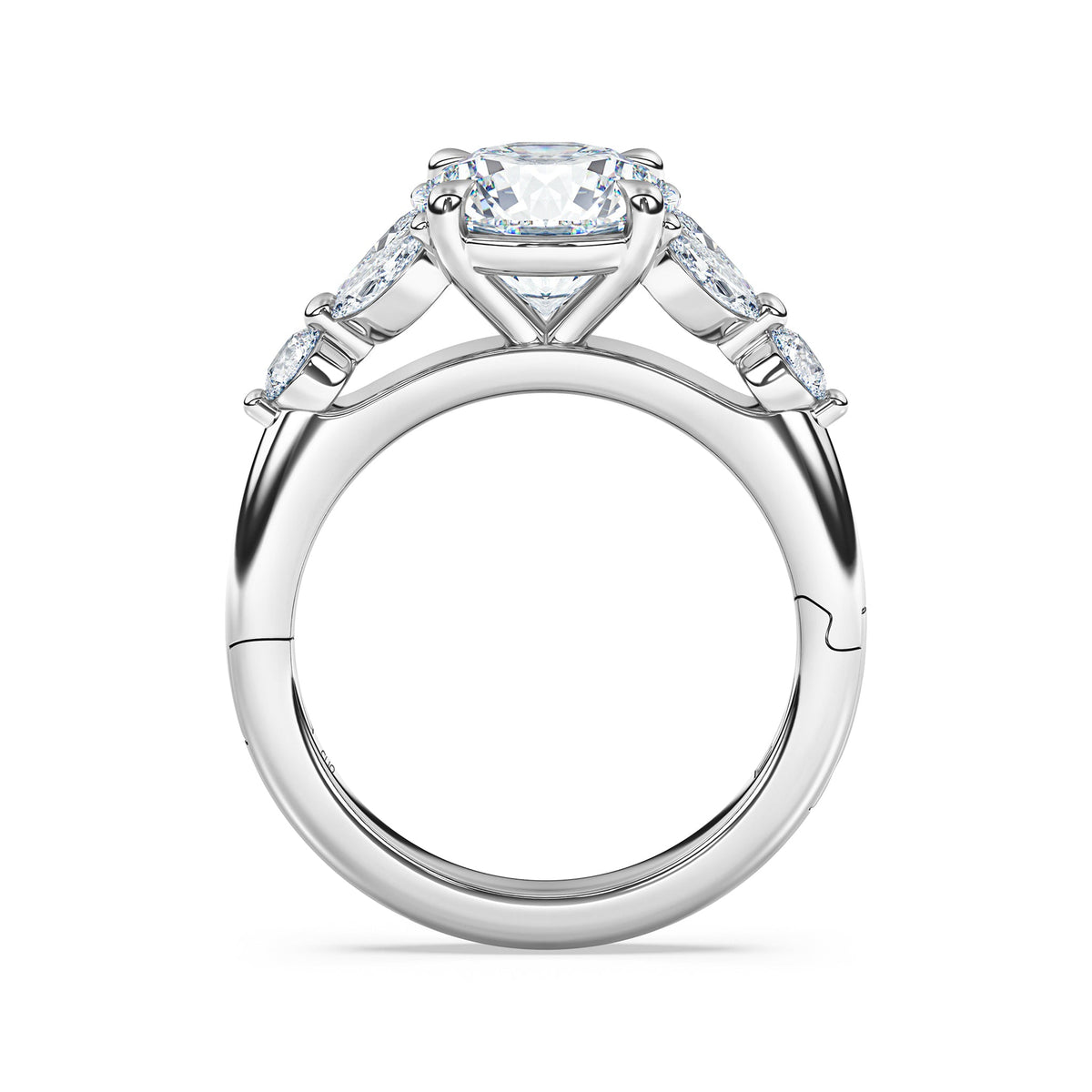 La Fleur Diamond Engagement Ring with Side Stones
