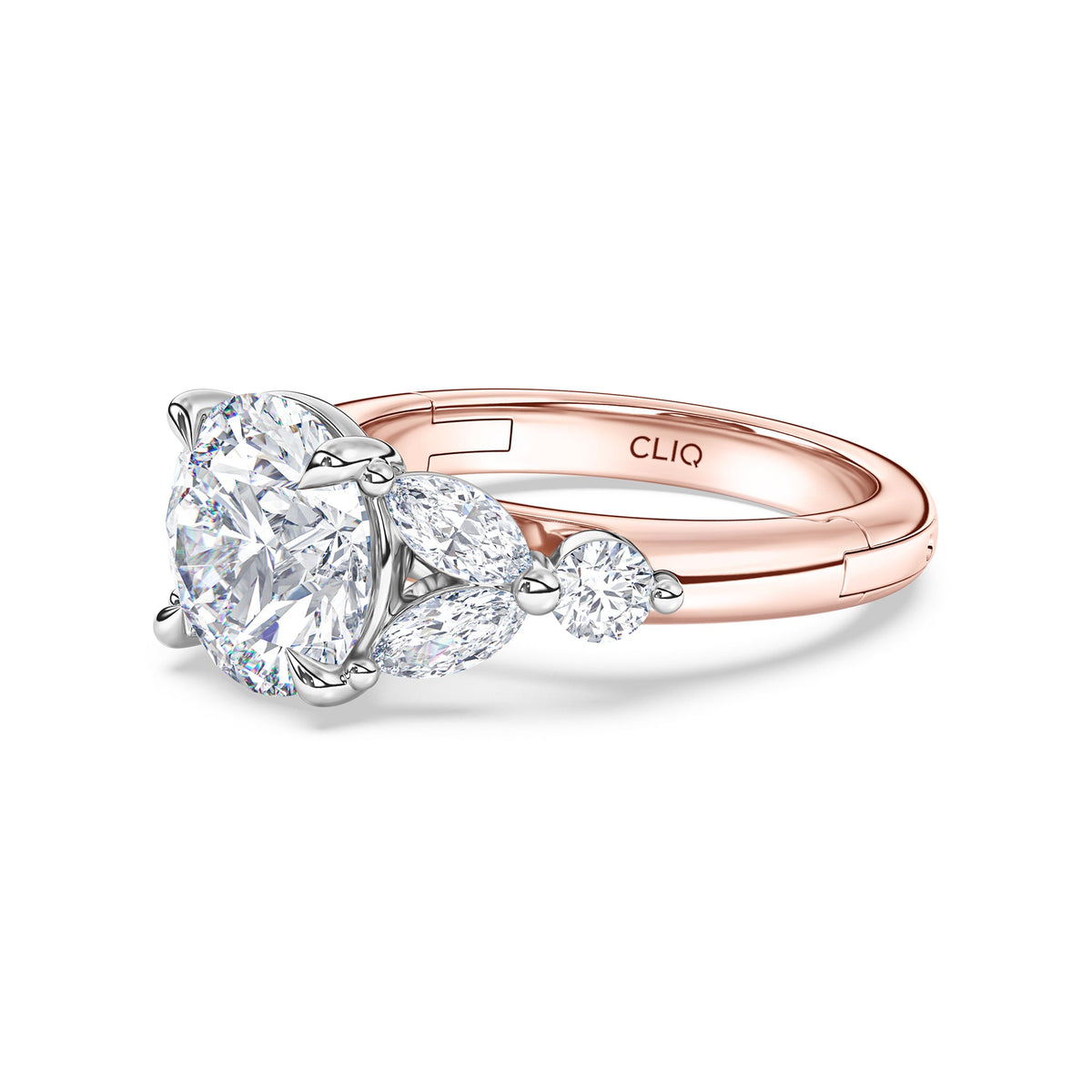 La Fleur Diamond Engagement Ring with Side Stones
