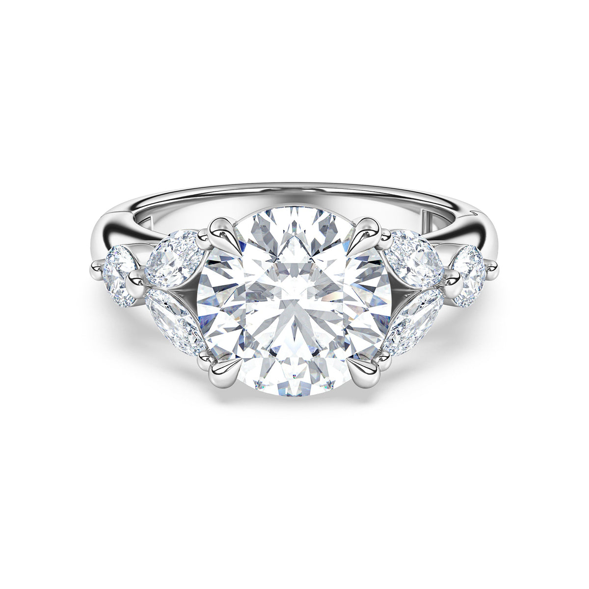 La Fleur Diamond Engagement Ring with Side Stones