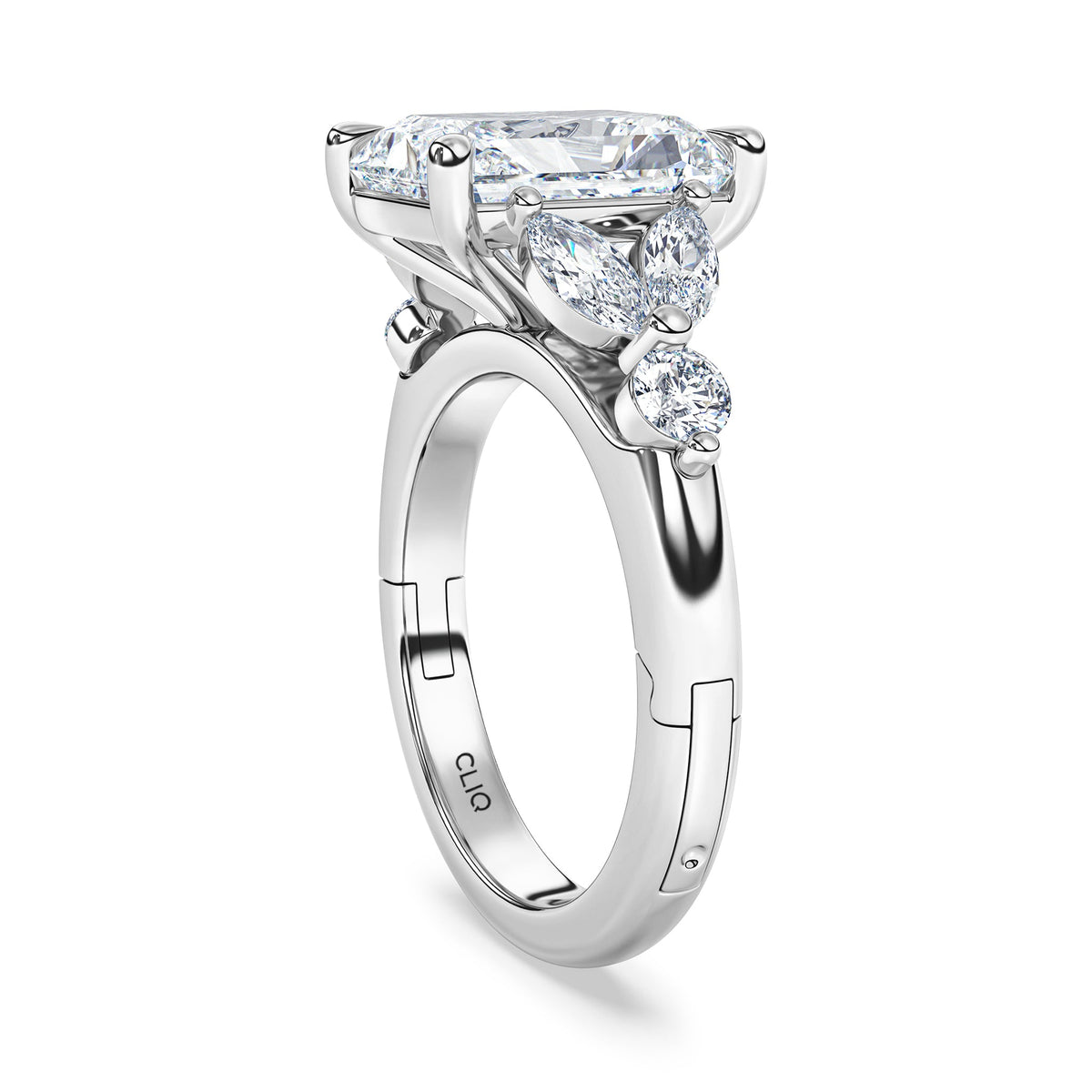 La Fleur Radiant Cut Diamond Engagement Ring with Side Stones