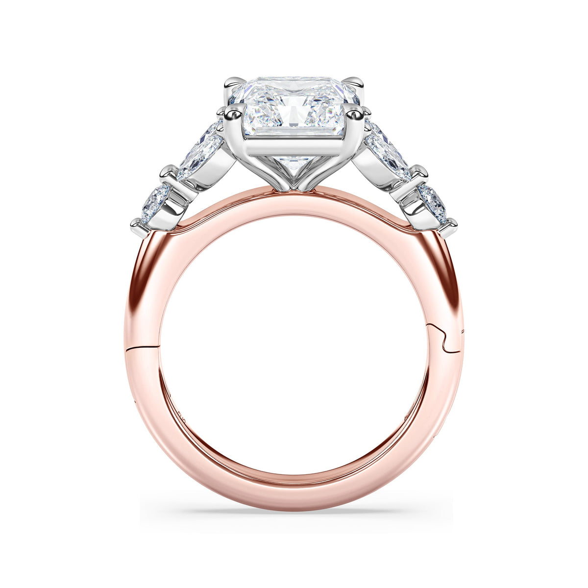 La Fleur Radiant Cut Diamond Engagement Ring with Side Stones