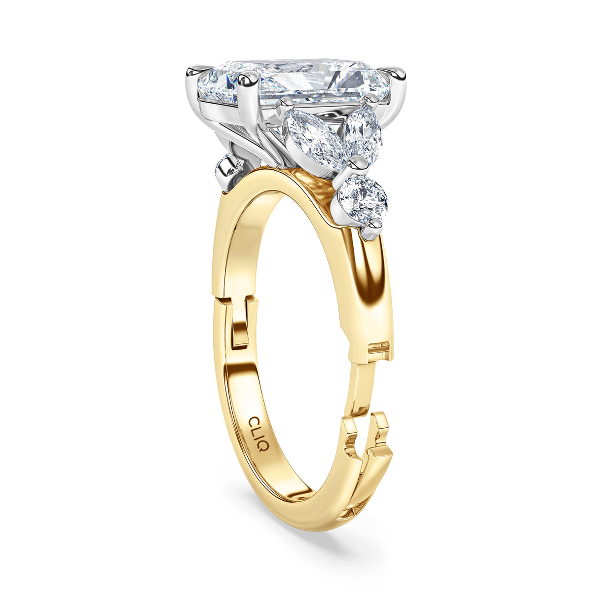 La Fleur Radiant Cut Diamond Engagement Ring with Side Stones