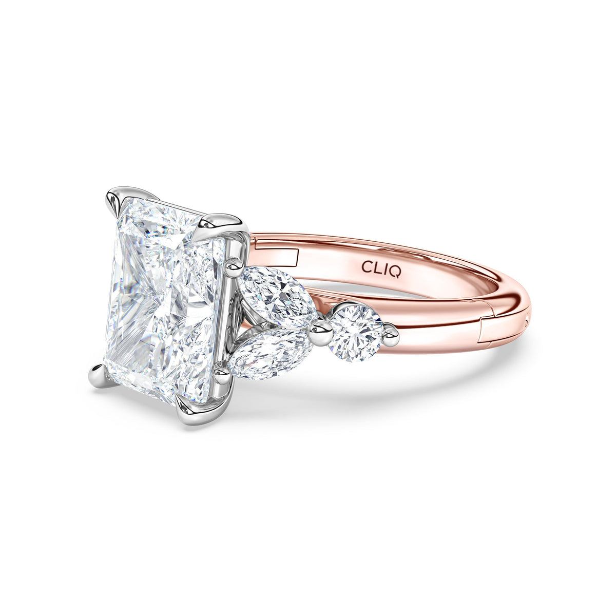 La Fleur Radiant Cut Diamond Engagement Ring with Side Stones