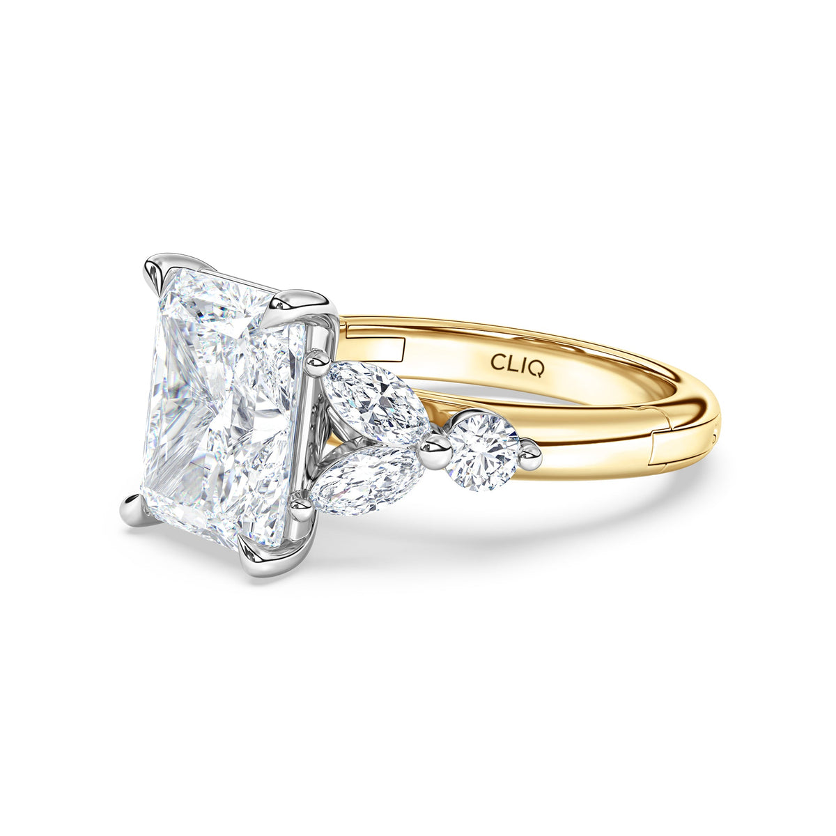 La Fleur Radiant Cut Diamond Engagement Ring with Side Stones