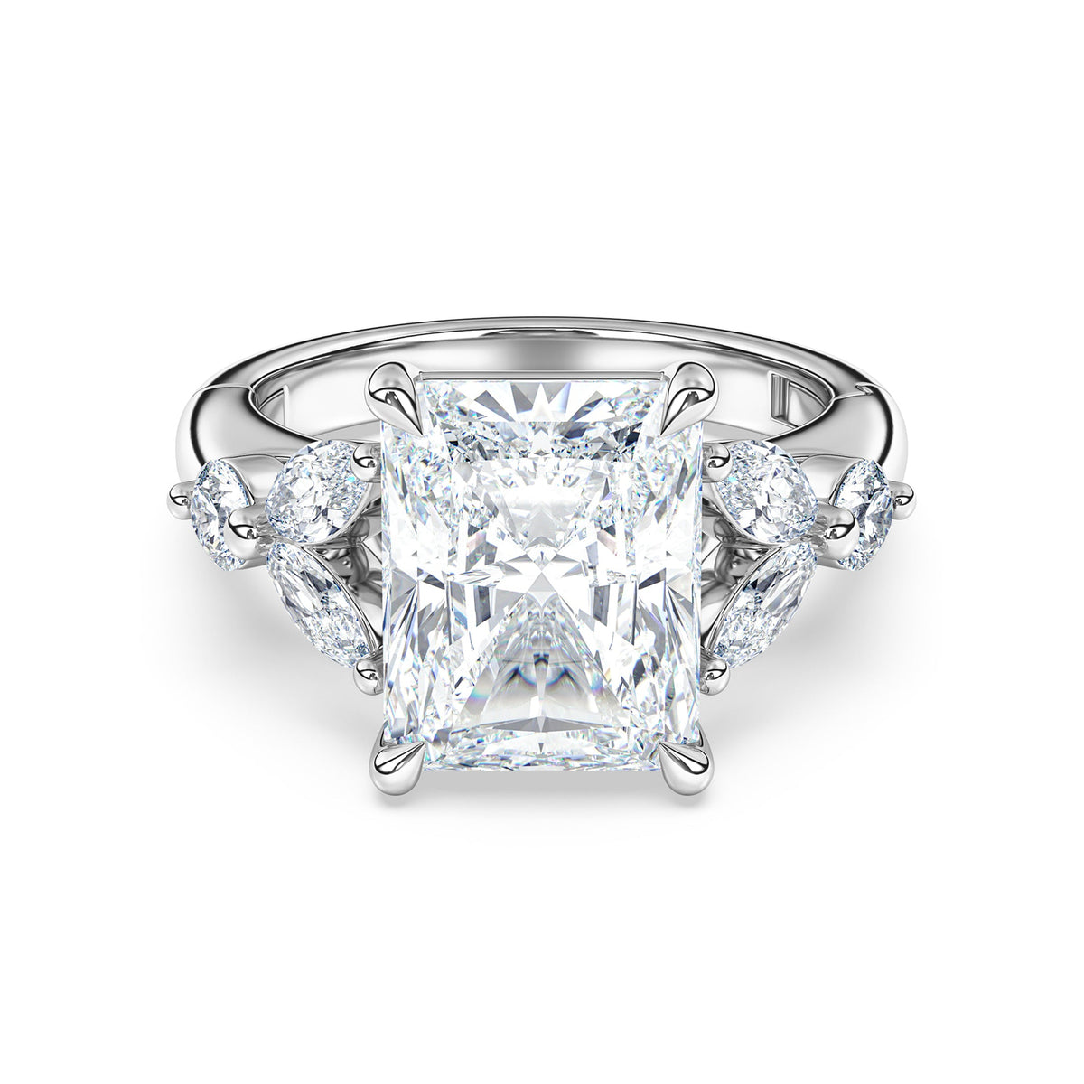 La Fleur Radiant Cut Diamond Engagement Ring with Side Stones