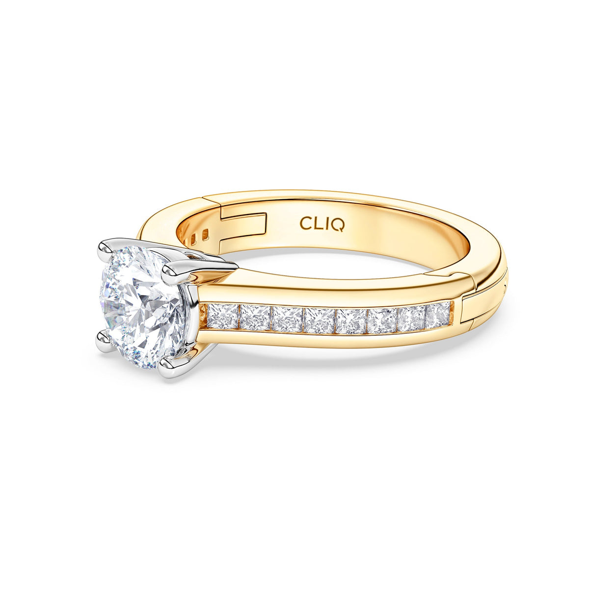 Kensington Engagement Ring with Square Side Stones