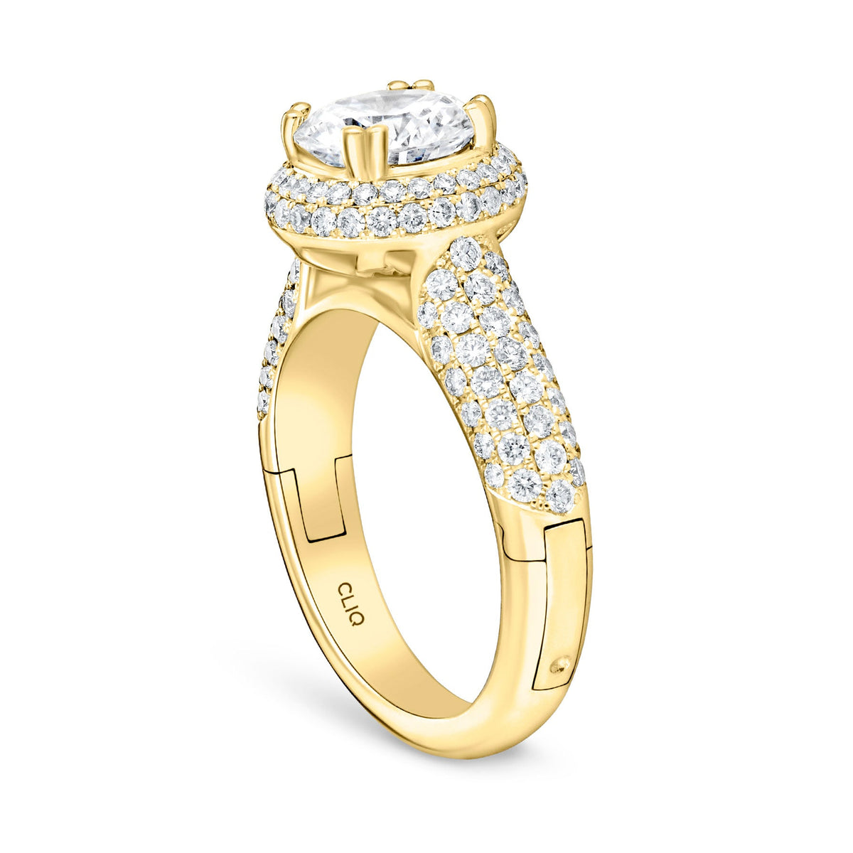 Regan Pave Engagement Ring with Domed Halo