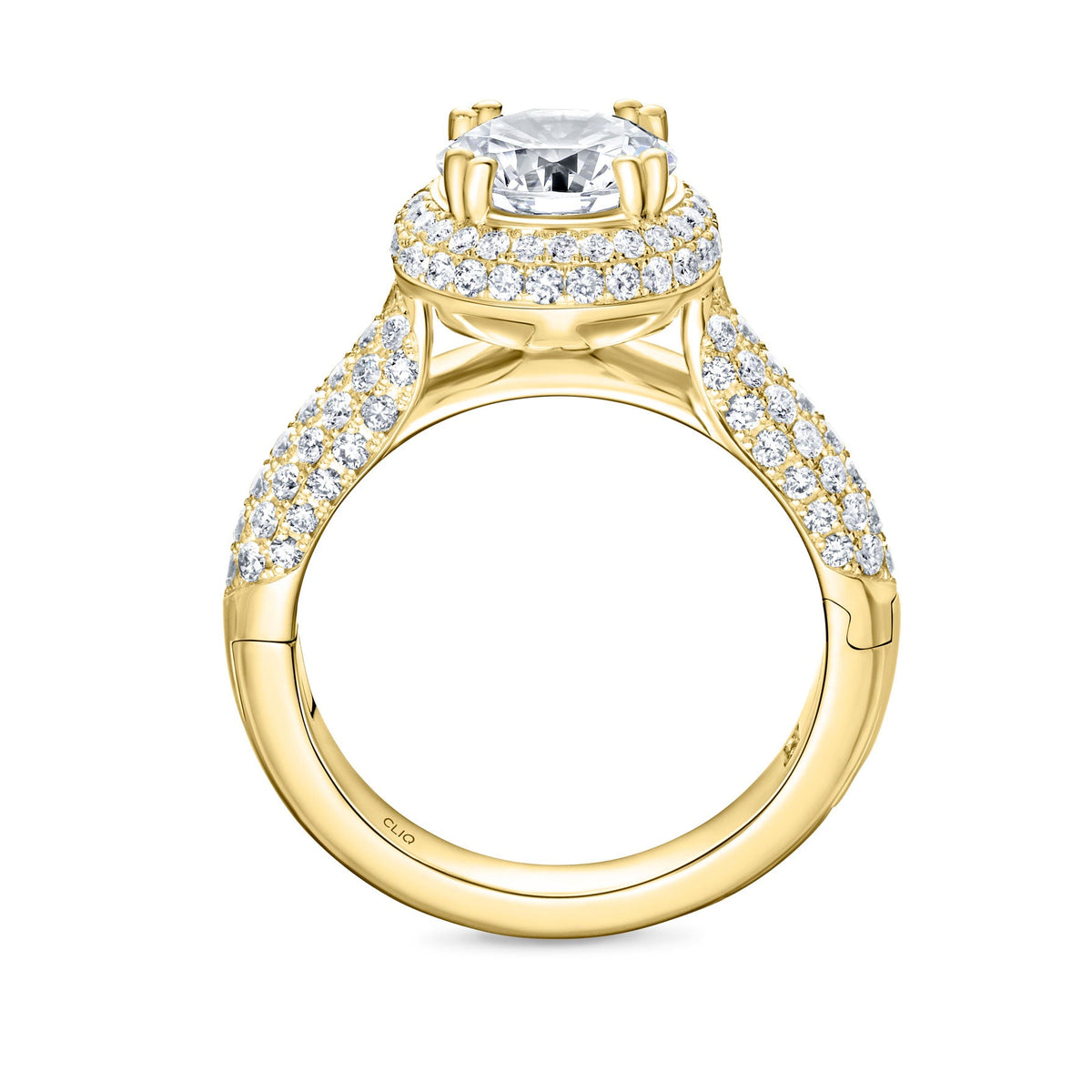 Regan Pave Engagement Ring with Domed Halo