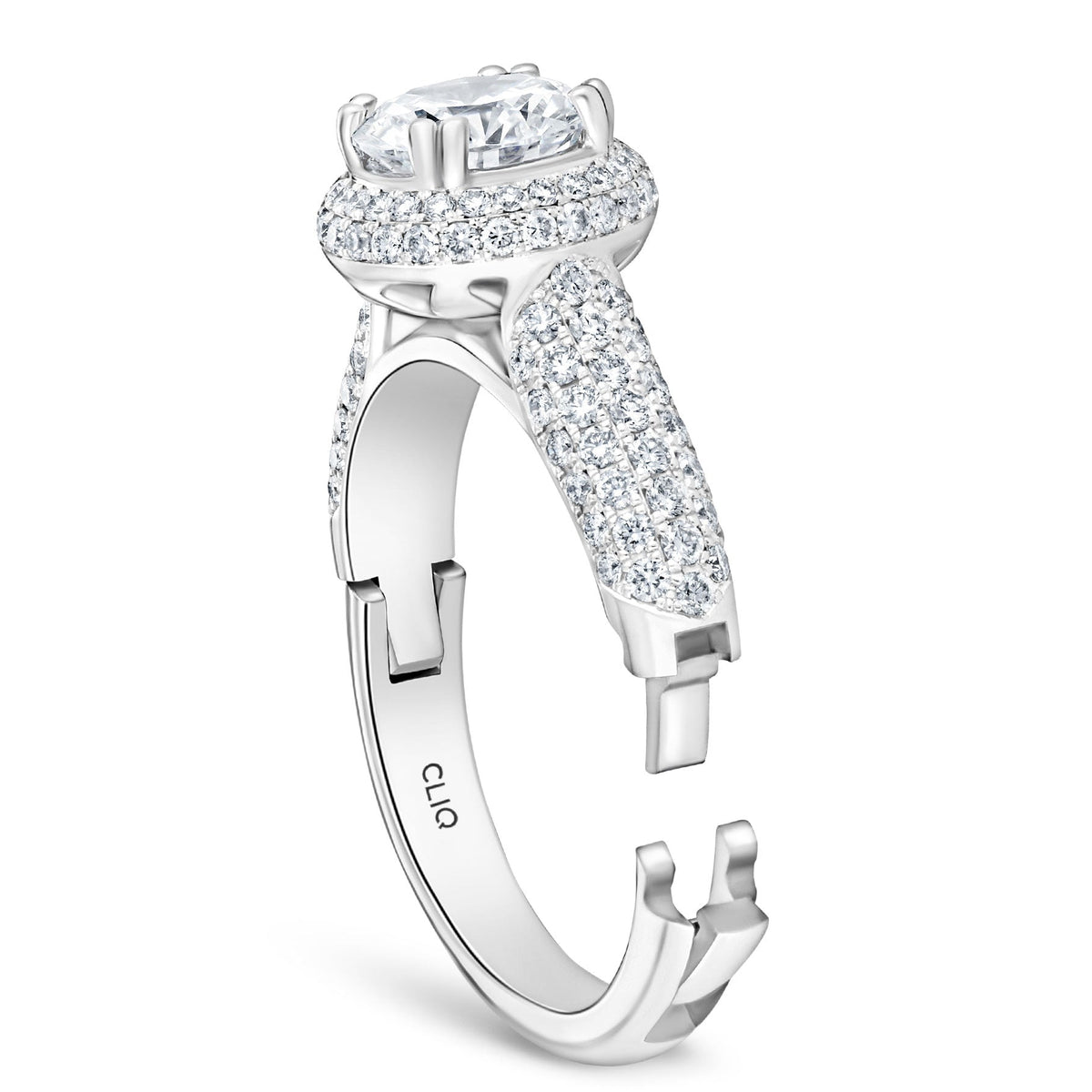 Regan Pave Engagement Ring with Domed Halo