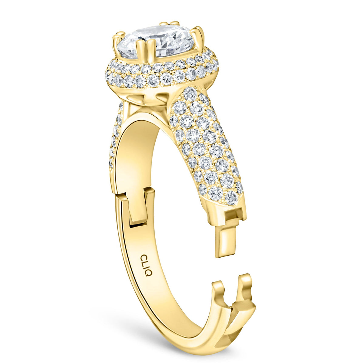 Regan Pave Engagement Ring with Domed Halo