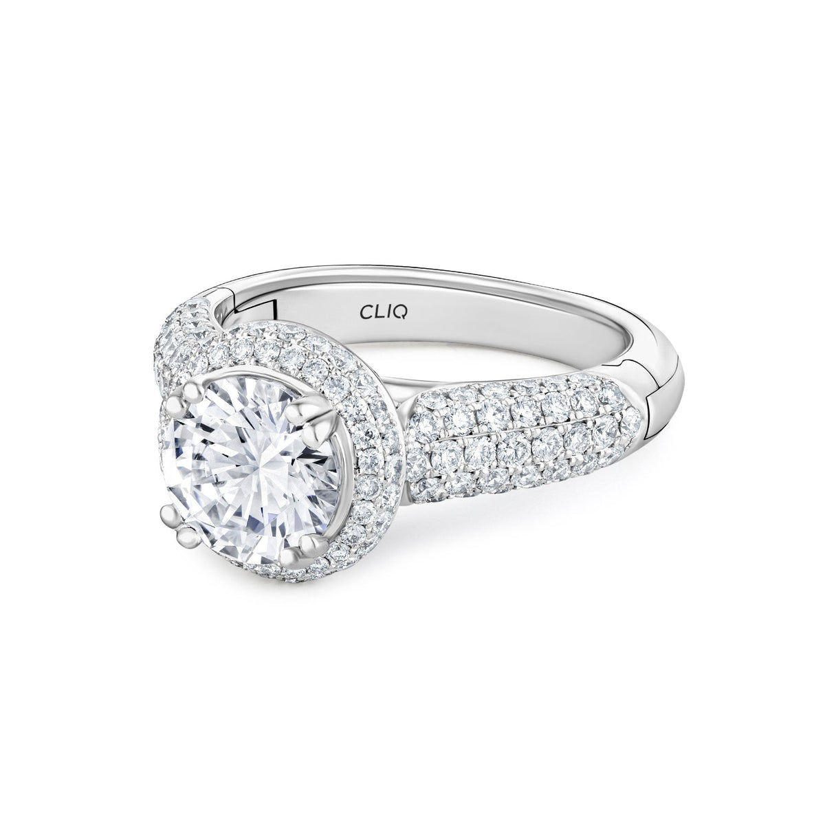 Regan Pave Engagement Ring with Domed Halo