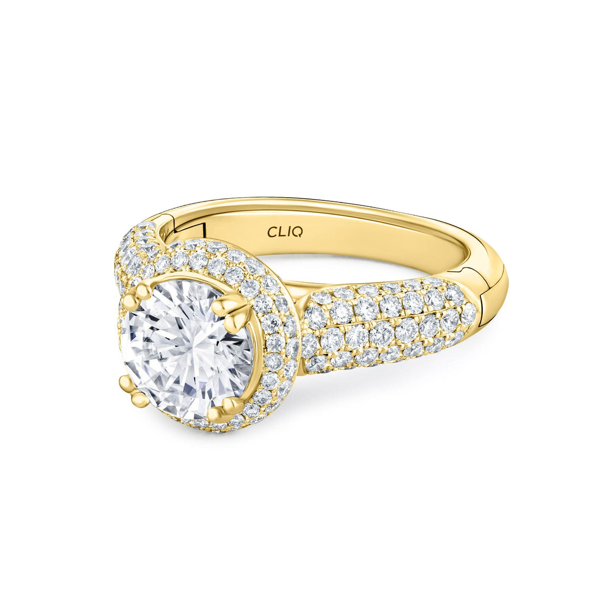 Regan Pave Engagement Ring with Domed Halo