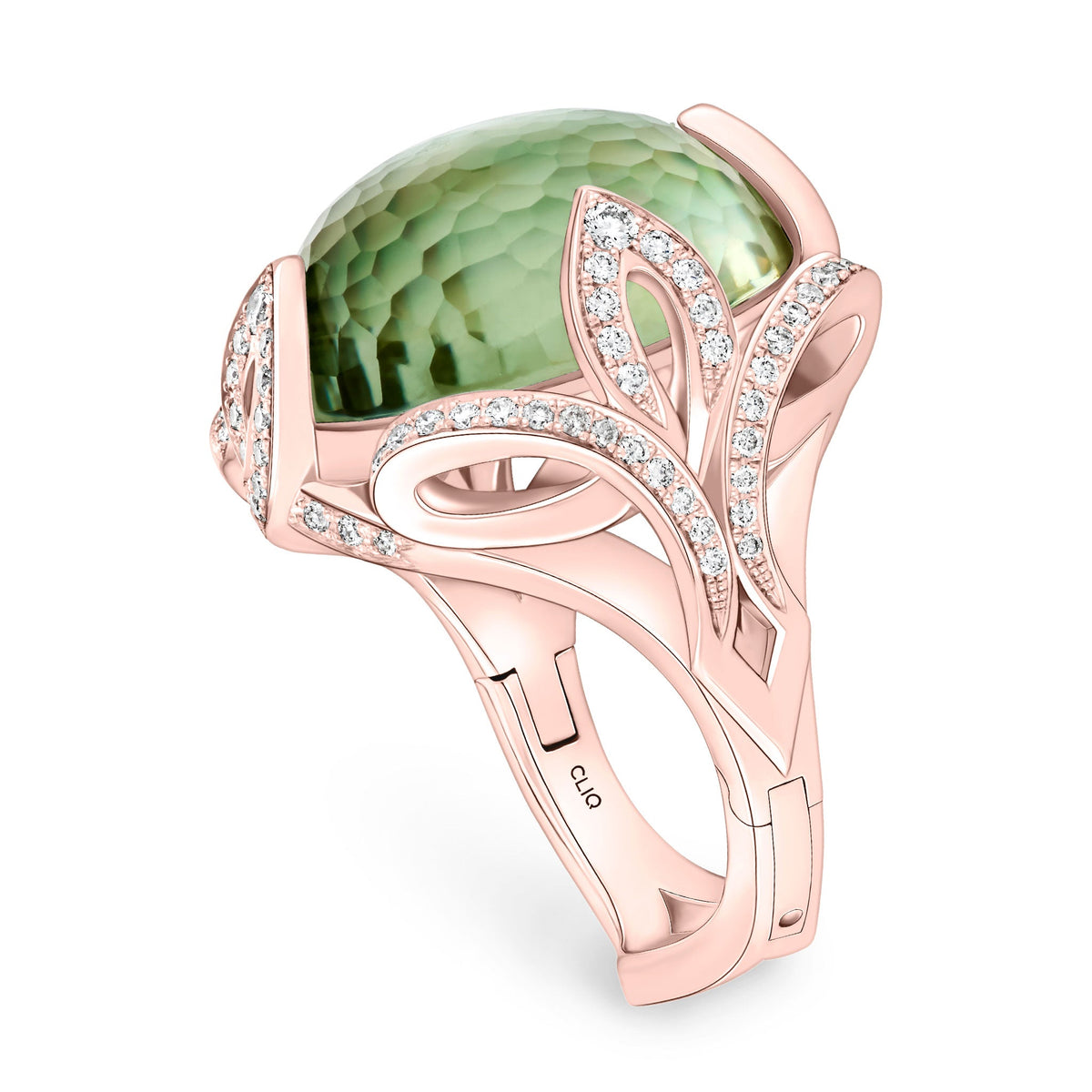 Verdana Prasiolite + Diamond Cocktail Ring