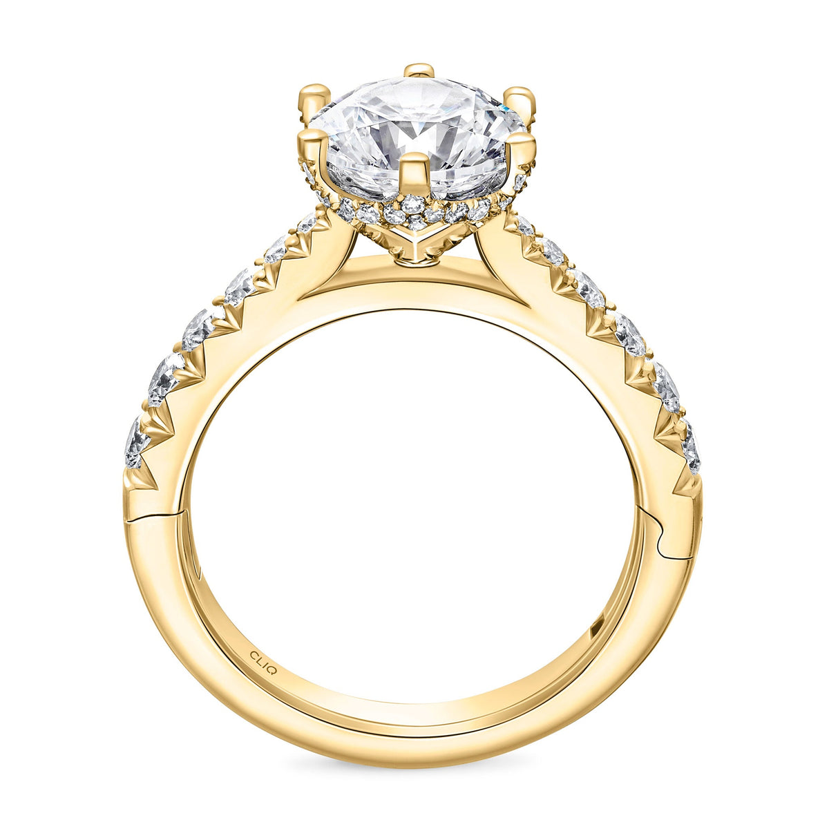 Wellesley Hidden Halo Engagement Ring with Side Stones