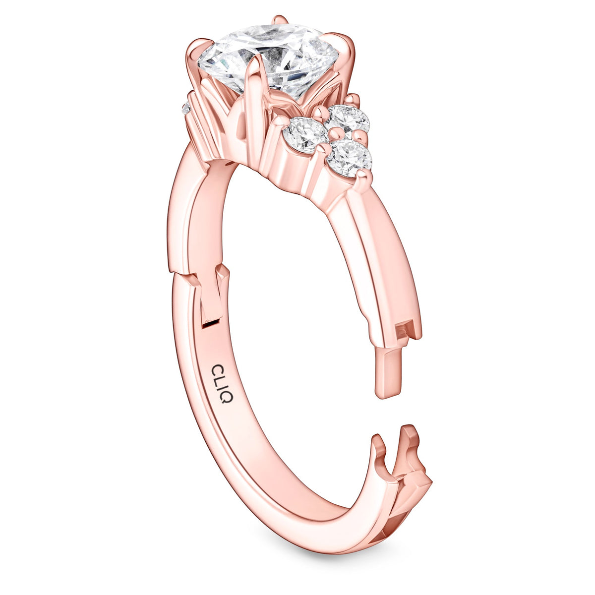 Lombard Diamond Engagement Ring with Side Stones