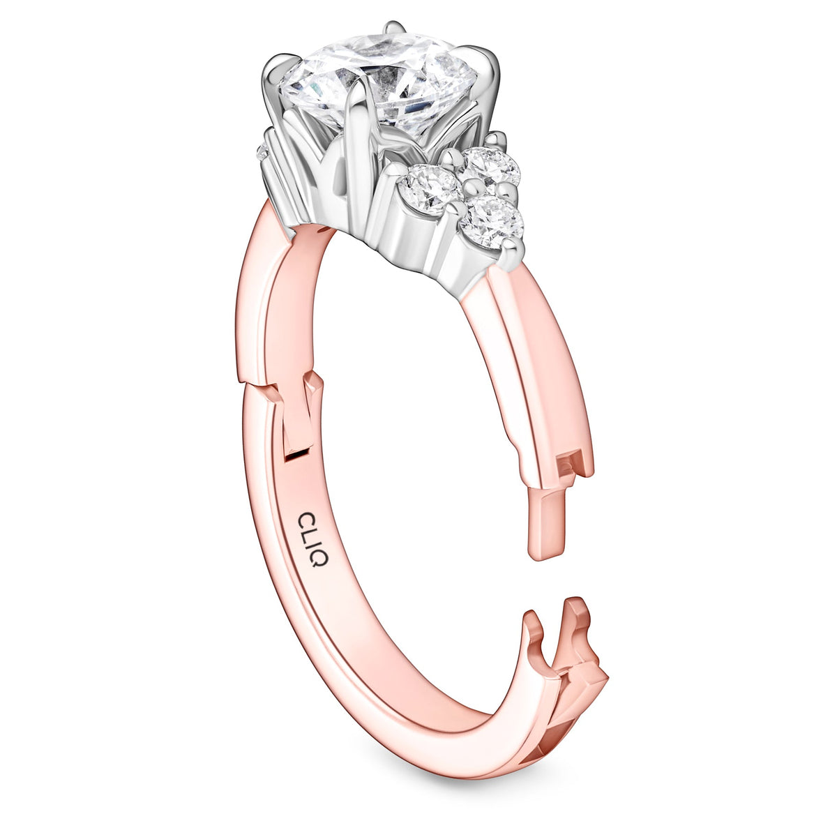 Lombard Diamond Engagement Ring with Side Stones