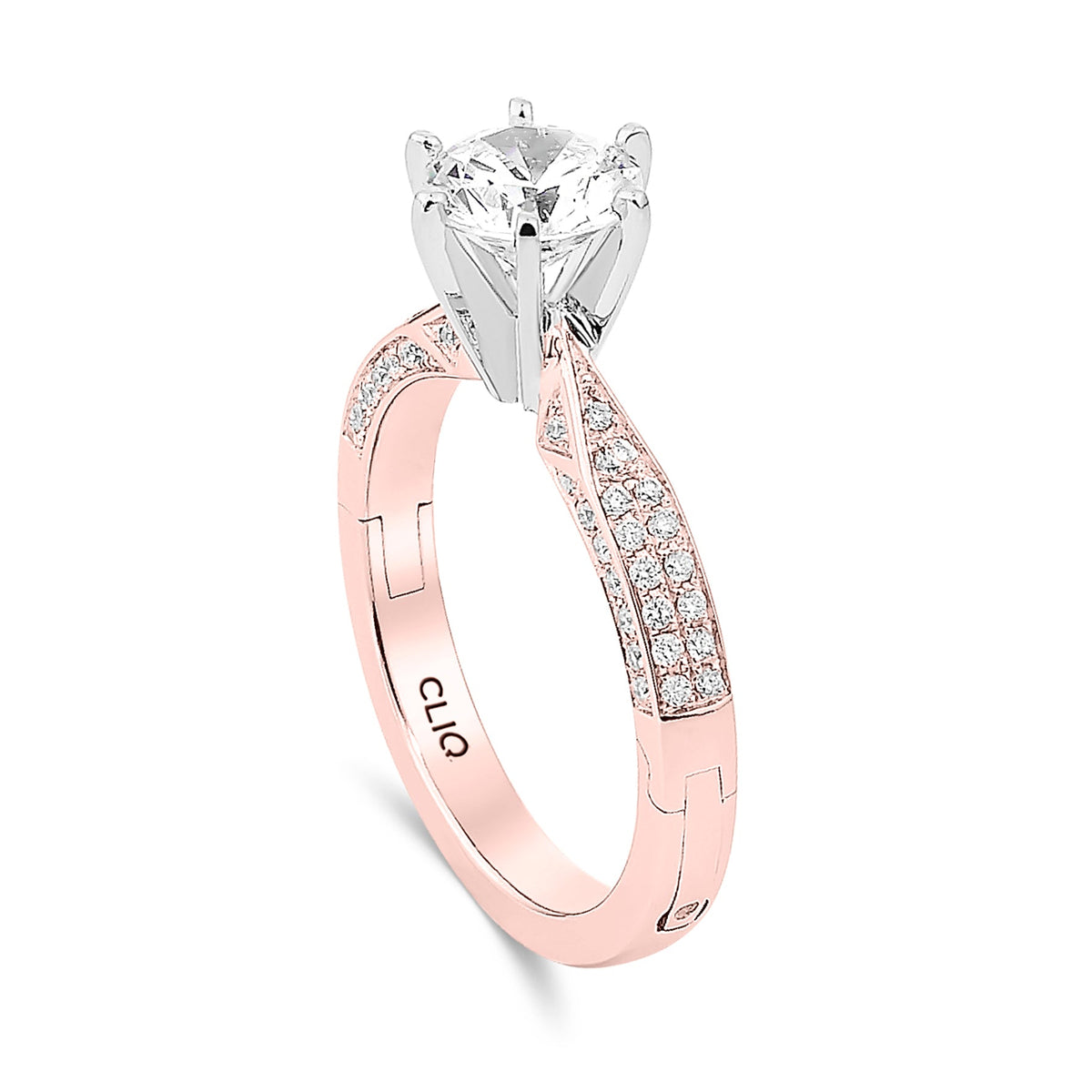 Lumiere Solitaire Engagement Ring with Pave Band