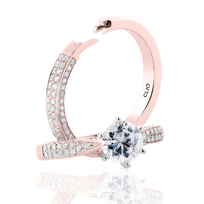 Lumiere Solitaire Engagement Ring with Pave Band