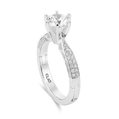 Lumiere Solitaire Engagement Ring with Pave Band