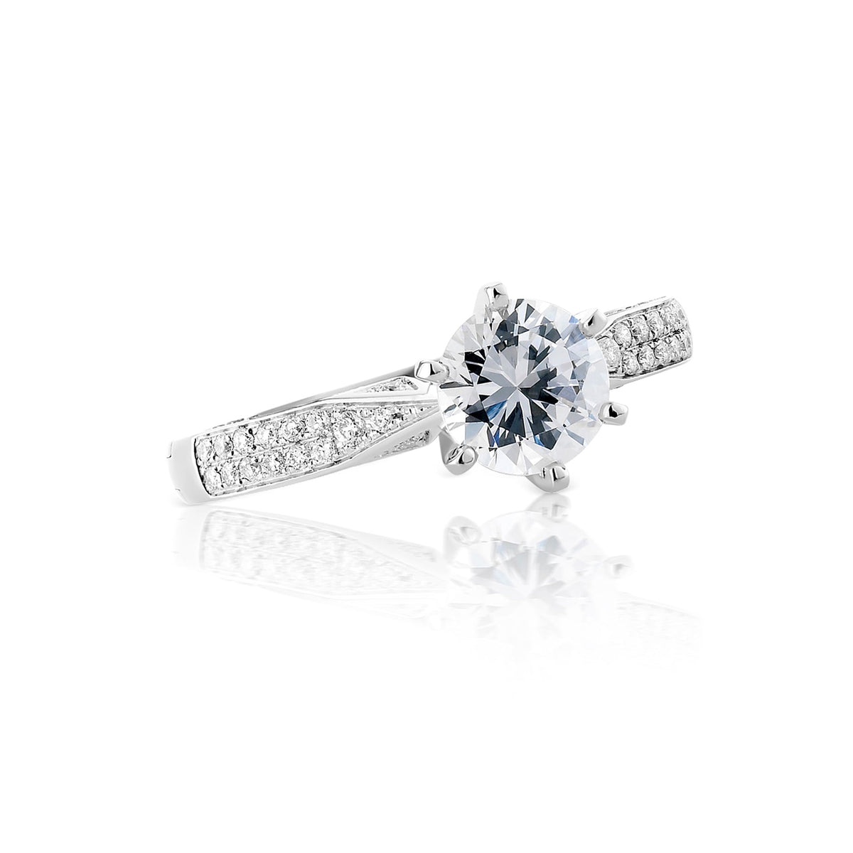 Lumiere Solitaire Engagement Ring with Pave Band