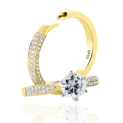 Lumiere Solitaire Engagement Ring with Pave Band