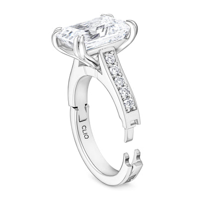 Prive Emerald Cut Solitaire Engagement Ring with Side Stones