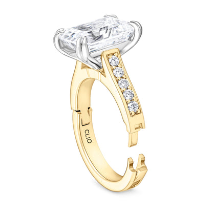 Prive Emerald Cut Solitaire Engagement Ring with Side Stones