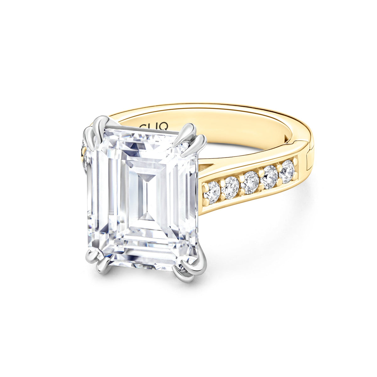 Prive Emerald Cut Solitaire Engagement Ring with Side Stones