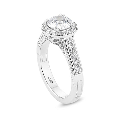Lisa Pave Engagement Ring with Side Stones